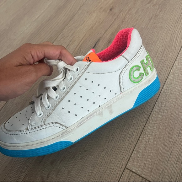 RARE Chanel Neon Sneakers - Blue Pink Yellow 37 with box - Picture 8 of 11